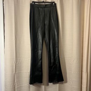 High rise flare faux leather pants